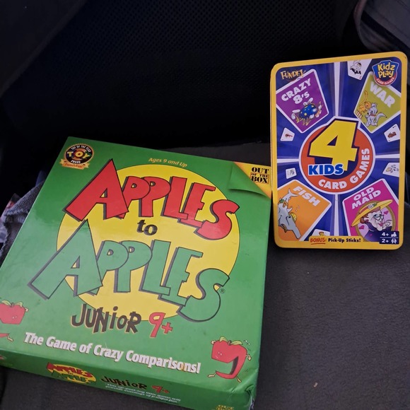 Rainy Day FUN! APPLES to APPLES JR & Tin with Card Games - Picture 2 of 6